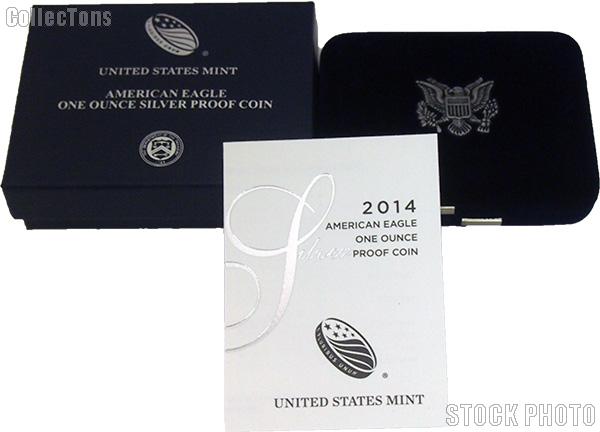 2014-W American Silver Eagle 1 oz Silver Proof Coin OGP Replacement Box and COA