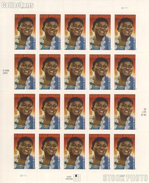 2006 Hattie McDaniel 39 Cent US Postage Stamp Unused Sheet of 20 Scott #3996