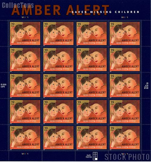 2006 Amber Alert 39 Cent US Postage Stamp Unused Sheet of 20 Scott #4031