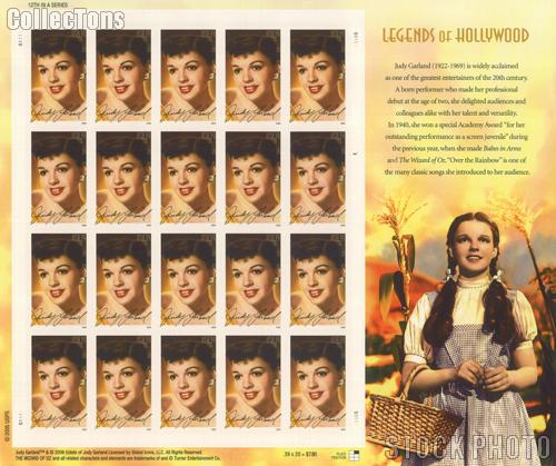 2006 Judy Garland 39 Cent US Postage Stamp Unused Sheet of 20 Scott #4077