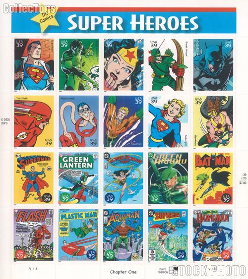 2006 DC Comics Superheroes 39 Cent US Postage Stamp Unused Sheet of 20 Scott #4084