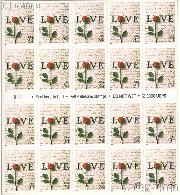 2001 Love 34 Cent US Postage Stamp Unused Booklet of 20 Scott #3497A