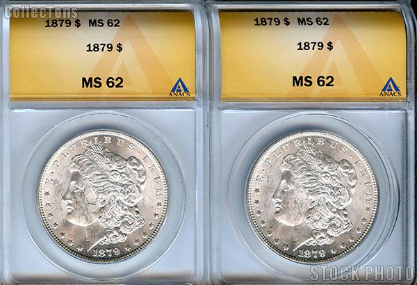 1879 Morgan Silver Dollars in ANACS MS 62