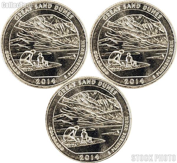 2014 P, D, & S Colorado Great Sand Dunes National Park Quarters GEM BU America the Beautiful