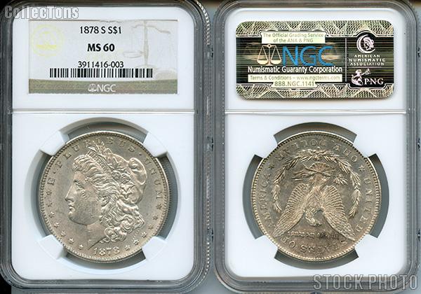 1878-S Morgan Silver Dollars in NGC MS 60