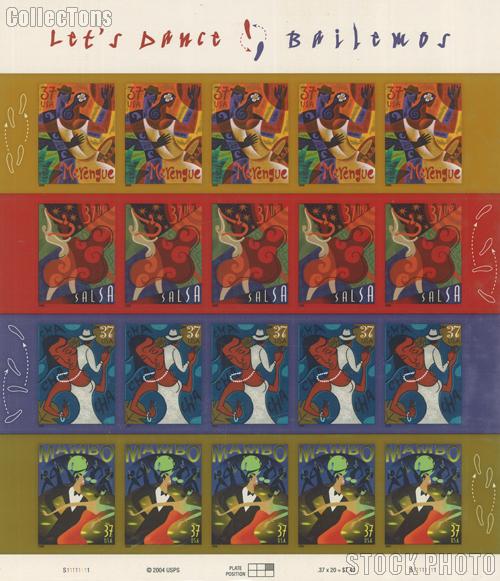 2005 Let's Dance 37 Cent US Postage Stamp Unused Sheet of 20 Scott #3939 - #3942