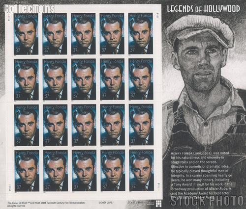 2005 Henry Fonda 37 Cent US Postage Stamp Unused Sheet of 20 Scott #3911