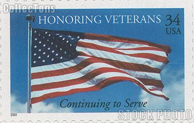 2001 Honoring Veterans 34 Cent US Postage Stamp Unused Sheet of 20 Scott #3508