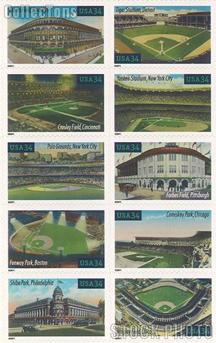 2001 Legendary Playing Fields 34 Cent US Postage Stamp Unused Sheet of 20 Scott #3510 - #3519