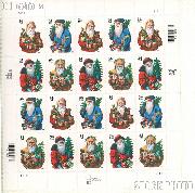 2001 Christmas - Santa Claus 34 Cent US Postage Stamp Unused Sheet of 20 Scott #3537-#3540