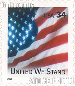 2001 United We Stand 34 Cent US Postage Stamp Unused Booklet of 20 Scott #3549A
