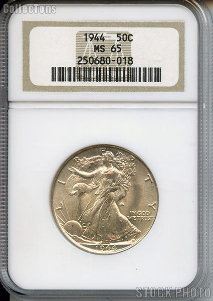 1944 Walking Liberty Silver Half Dollar in NGC MS 65