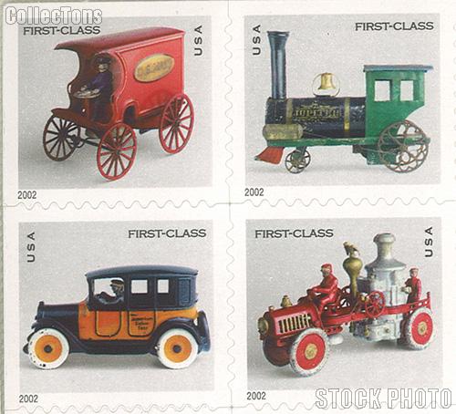2002 Antique Toys First Class (37 Cent) US Postage Stamp Unused Booklet of 20 Scott #3626E - #3629E