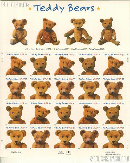 100 Years of Teddy Bears USPS 10" Bear 2002 37 Cent Stamp for sale online 