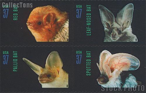 2002 American Bats 37 Cent US Postage Stamp Unused Sheet of 20 Scott #3661-#3664