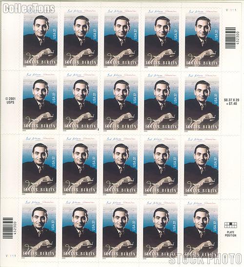 2002 Irving Berlin 37 Cent US Postage Stamp Unused Sheet of 20 Scott #3669