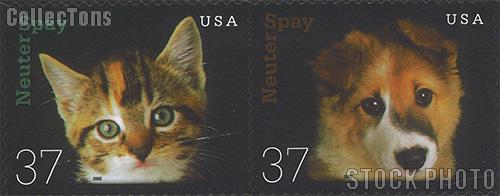 2002 Neuter and Spay 37 Cent US Postage Stamp Unused Sheet of 20 Scott #3670-#3671