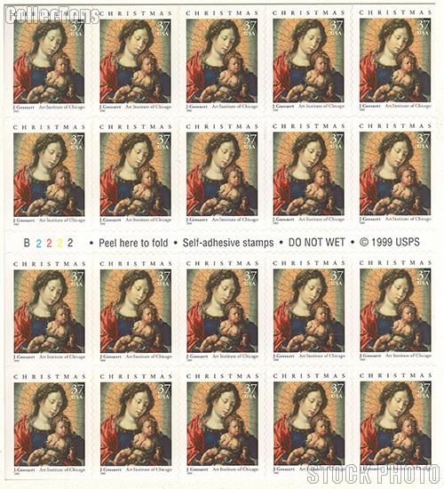 2002 Christmas - Madonna and Child 37 Cent US Postage Stamp Unused Booklet of 20 Scott #3675