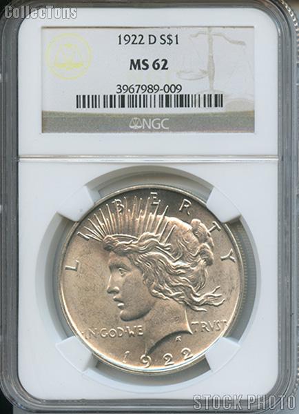 1922-D Peace Silver Dollar in NGC MS 62