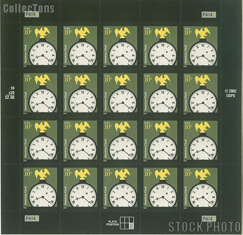 2003-2008 American Design Series - American Clock 10 Cent US Postage Stamp Unused Sheet of 20 Scott #3757