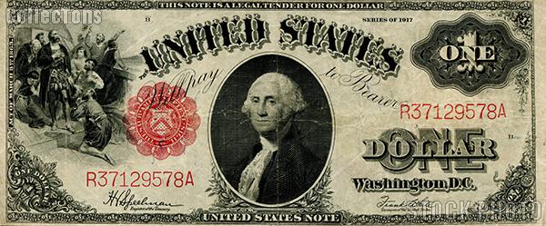 One Dollar Bill Legal Tender Red Seal Large Size Series 1917 US Currency