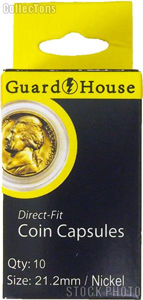 Guardhouse Box of 10 Coin Capsules for NICKELS (21.2mm)