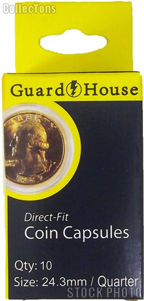 Guardhouse Box of 10 Coin Capsules for QUARTERS (24.3mm)