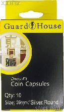 Guardhouse Box of 10 Coin Capsules for SILVER ROUNDS (39mm)