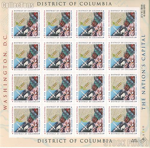 2003 District of Columbia 37 Cent US Postage Stamp Unused Sheet of 16 Scott #3813