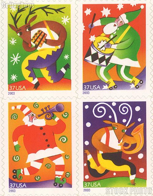 2003 Christmas Music Makers 37 Cent US Postage Stamp Unused Sheet of 20 Scott #3821 - #3824