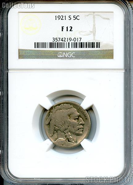 1921-S Buffalo Nickel in NGC F 12