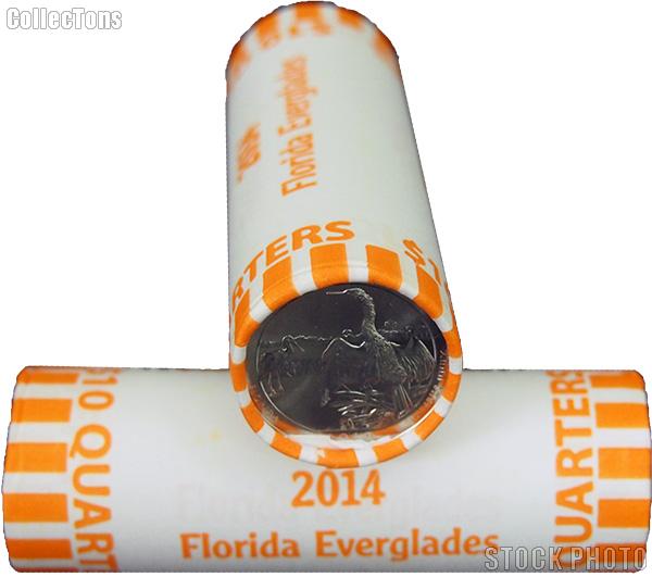 2014-D Florida Everglades National Park Quarters Bank Wrapped Roll 40 Coins GEM BU