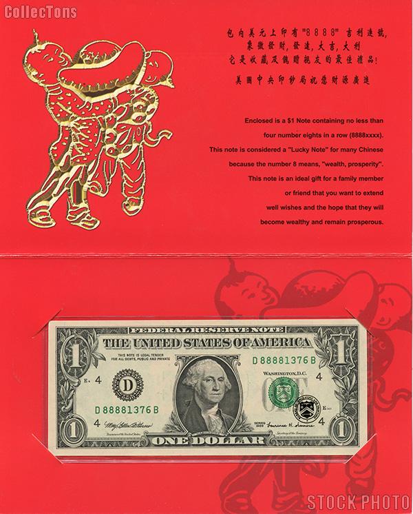 Lucky Money One Dollar 1999 Series Federal Reserve Note Lucky Note Wealth and Prosperity