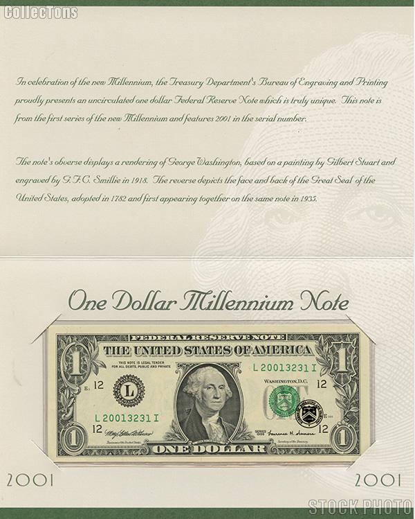 2001 Uncirculated Millenium One Dollar Notes 5 Details about   Lot of 
