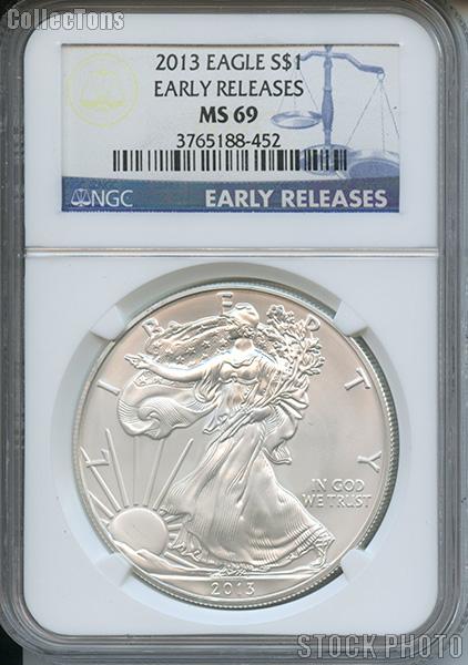 2013 American Silver Eagle Dollar EARLY RELEASES in NGC MS 69