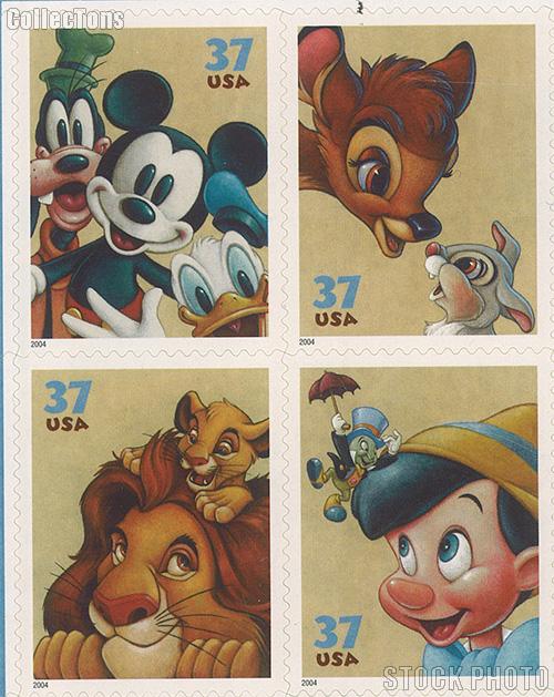2004 The Art of Disney: Friendship 37 Cent US Postage Stamp Unused Sheet of 20 Scott #3865-3868