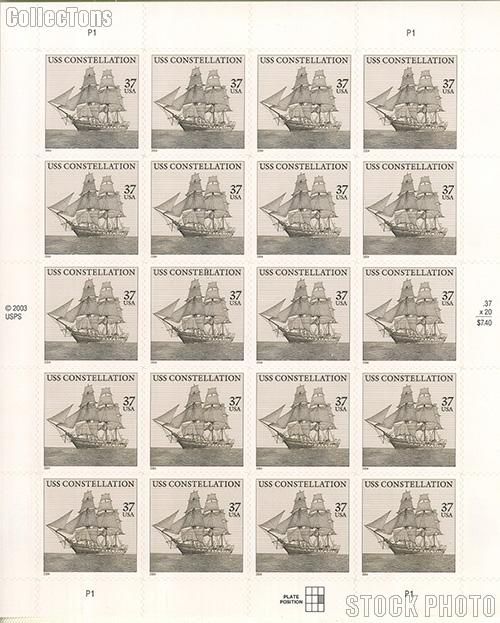 2004 U.S.S. Constellation 37 Cent US Postage Stamp Unused Sheet of 20 Scott #3869
