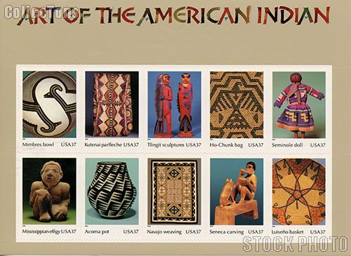 2004 Art of the American Indian 37 Cent US Postage Stamp Unused Sheet of 10 Scott #3873