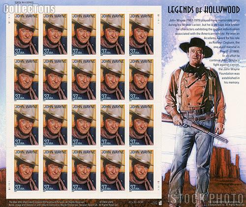 2004 John Wayne 37 Cent US Postage Stamp Unused Sheet of 20 Scott #3876
