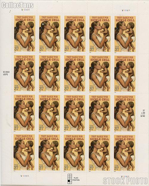 2004 Sickle Cell Disease Awareness 37 Cent US Postage Stamp Unused Sheet of 20 Scott #3877