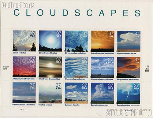 2004 Cloudscapes 37 Cent US Postage Stamp Unused Sheet of 15 Scott #3878