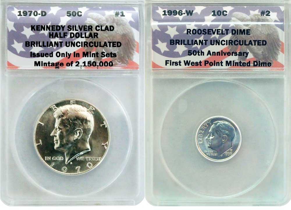 CollecTons Keepers #1 & #2 Starter Set: 1970-D Kennedy Half Dollar & 1996-W Roosevelt Dime