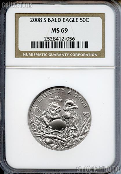 2008-S Bald Eagle Commemorative Clad Half Dollar Coin in NGC MS 69