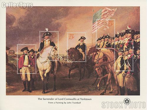 1976 Surrender of Lord Cornwallis at Yorktown 13 Cent US Postage Stamp MNH Souvenir Sheet of 5 Scott #1686