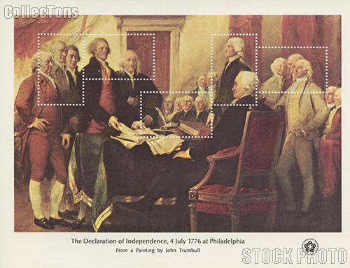 1976 Declaration of Independence 18 Cent US Postage Stamp MNH Souvenir Sheet of 5 Scott #1687
