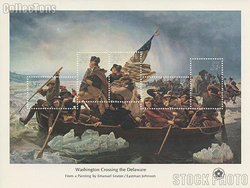 1976 Washington Crossing the Delaware 24 Cent US Postage Stamp MNH Souvenir Sheet of 5 Scott #1688