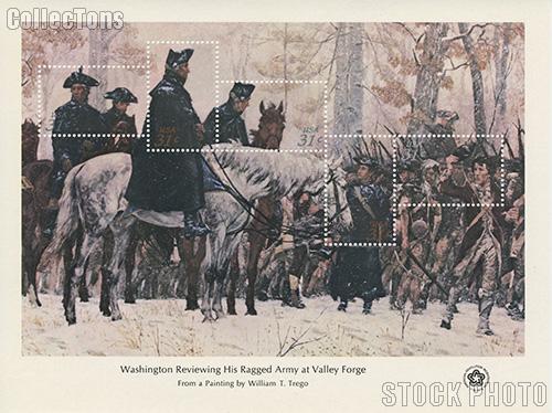 1976 Washington Reviewing His Ragged Army at Valley Forge 31 Cent US Postage Stamp MNH Souvenir Sheet of 5 Scott #1689