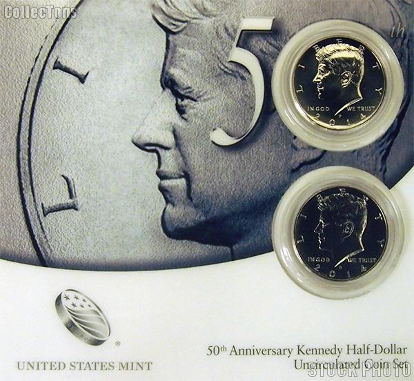 2014 P&D Kennedy Half Dollar 50th Anniversary Edition Uncirculated Coin Set