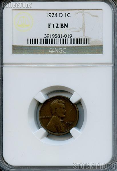 1924-D Lincoln Wheat Cent in NGC F 12 BN