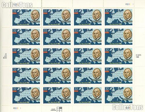 1997 Marshall Plan 50th Anniversary 32 Cent US Postage Stamp MNH Sheet of 20 Scott #3141